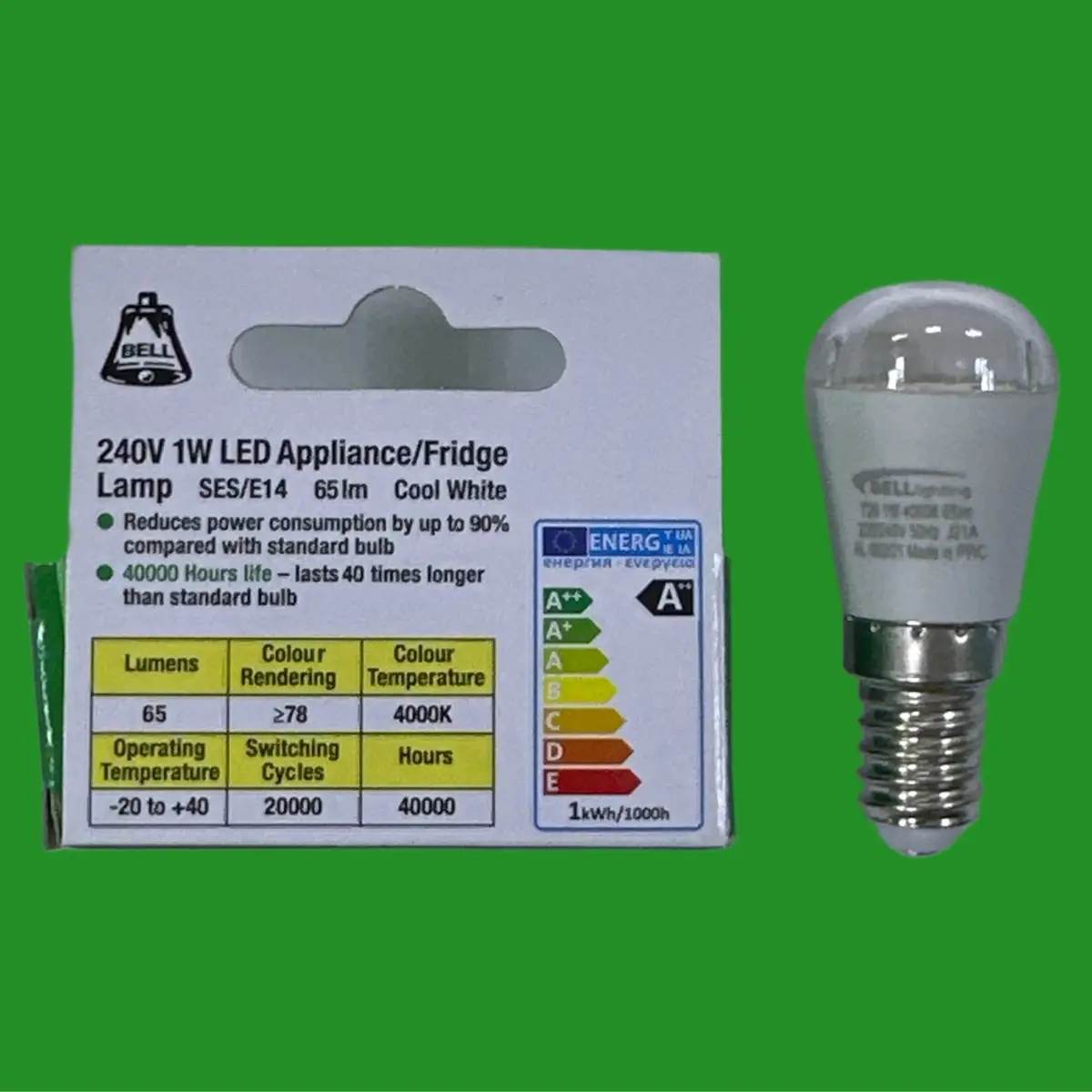1x 1W BELL LED Clear Pygmy Appliance Fridge Light Bulb 4000K SES E14 Small Screw - image 2 | Free standard UK delivery included | Discount Quality Products