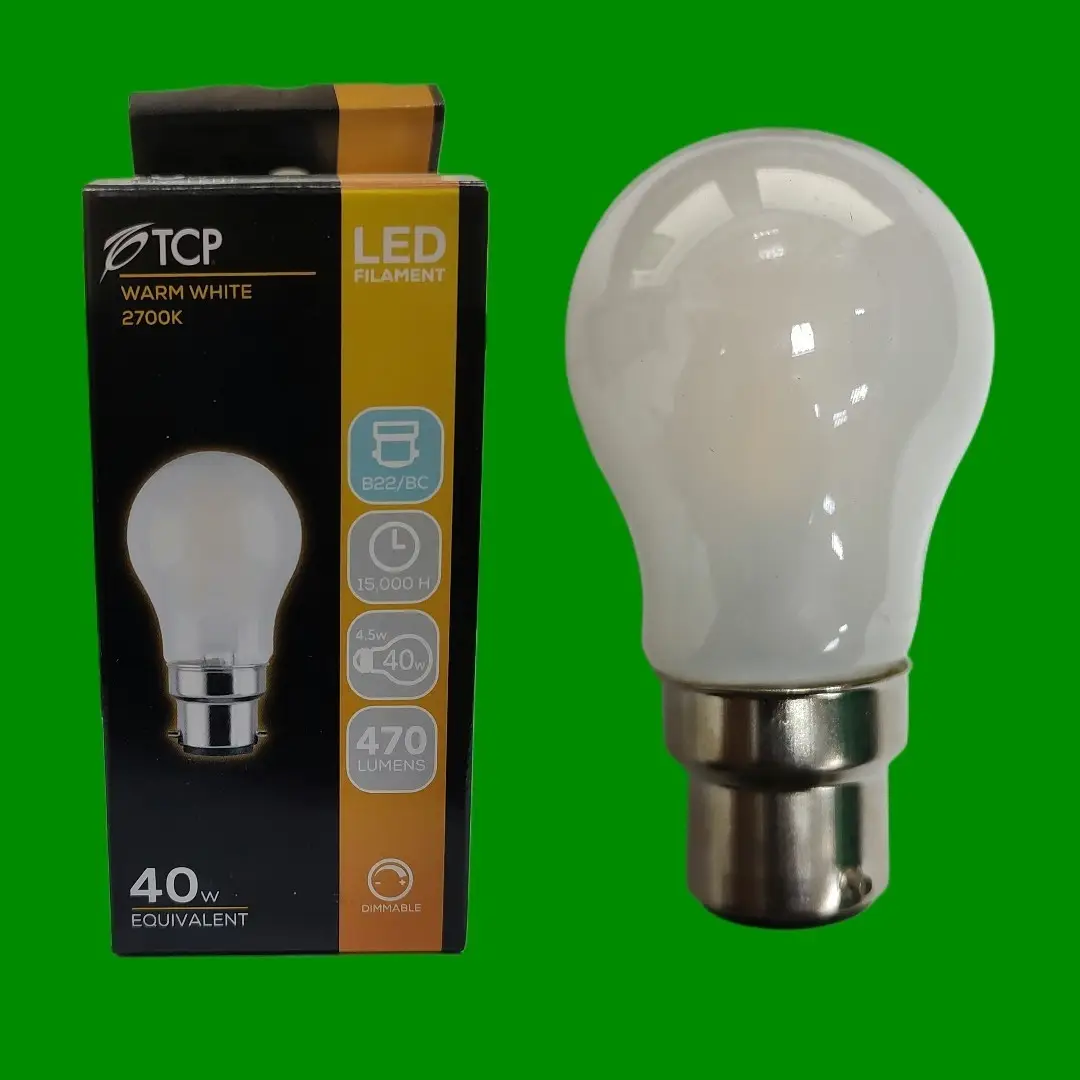 2x 4.5W (=40W) TCP Dimmable LED Filament Pearl Mini Globe Warm Light Bulb BC B22