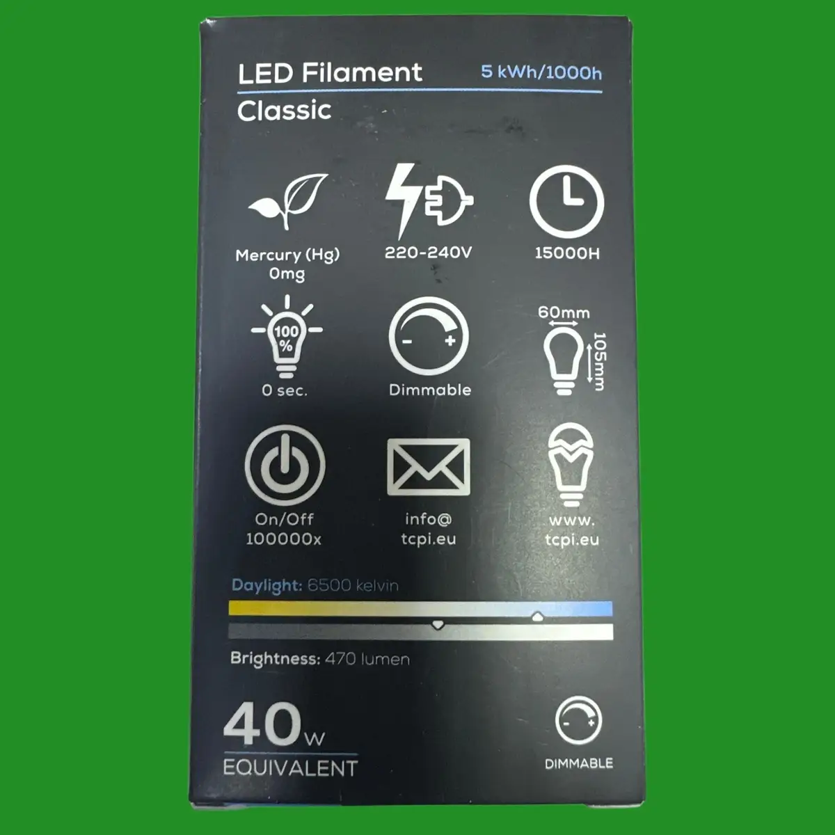 2x 4.5W =40W TCP Dimmable Frosted Filament LED GLS Light Bulbs ES E27 6500K Lamp - image 2 | Free standard UK delivery included | Discount Quality Products