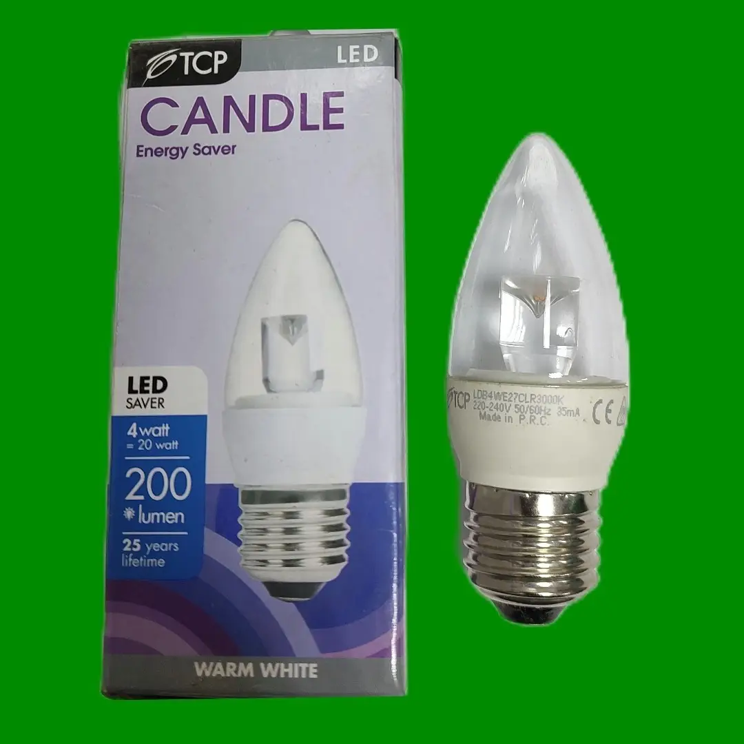 2x 4 (=20W) TCP LED Pearl Candle 3000K Light Bulbs ES E27 Edison Screw Lamp