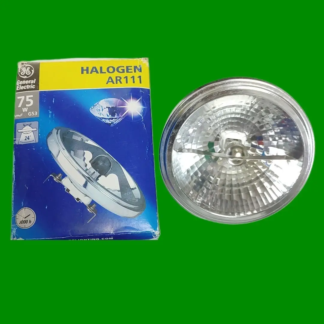 1x 75W GE AR111, 24 Deg, G53 Dimmable Aluminium Reflector 12V Light Bulbs