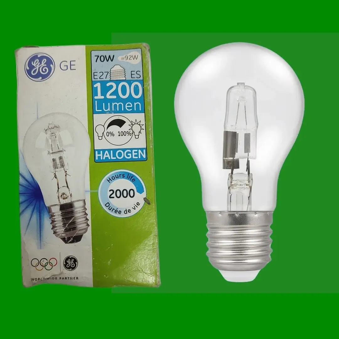 3x 70W (=92W) GE Clear Dimmable Eco Halogen A55 GLS Light Bulb ES E27 Screw Lamp