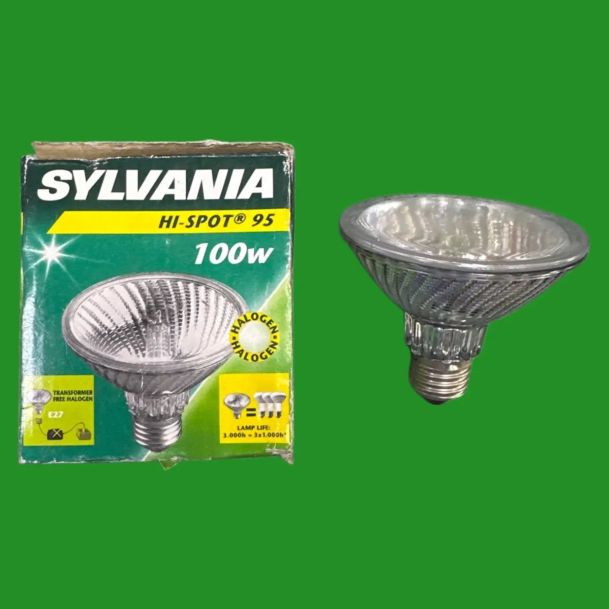 1x 100W Sylvania R95 Halogen Reflector Dimmable Flood Light Bulb ES E27 Lamp 30°