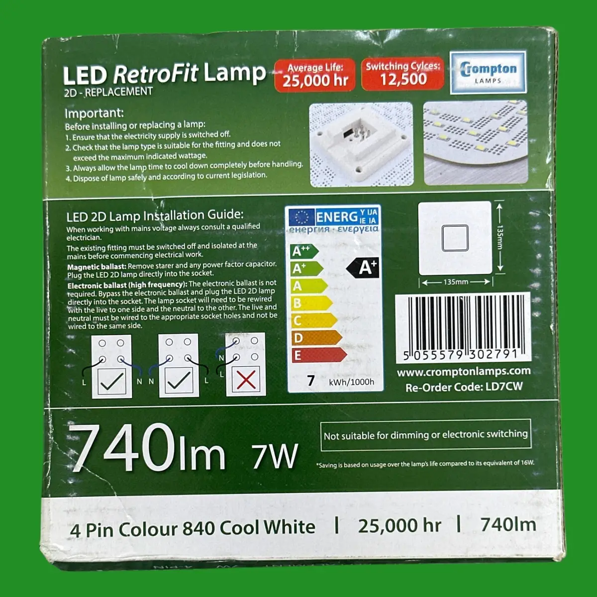 1x 7W (=16W Replacement) Crompton LED GR10q 4 pin 4000K 2D Light Bulb Double D - image 2 | Free standard UK delivery included | Discount Quality Products