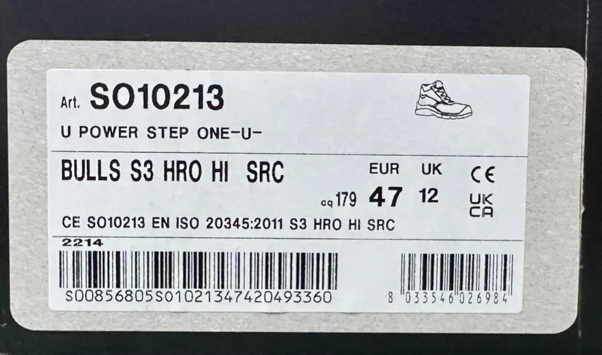 U-Power Step One Composite Toe Cap Safety Work Shoe Boot UK 12 Bulls S3 HRO SRC - image 4 | Free standard UK delivery included | Discount Quality Products