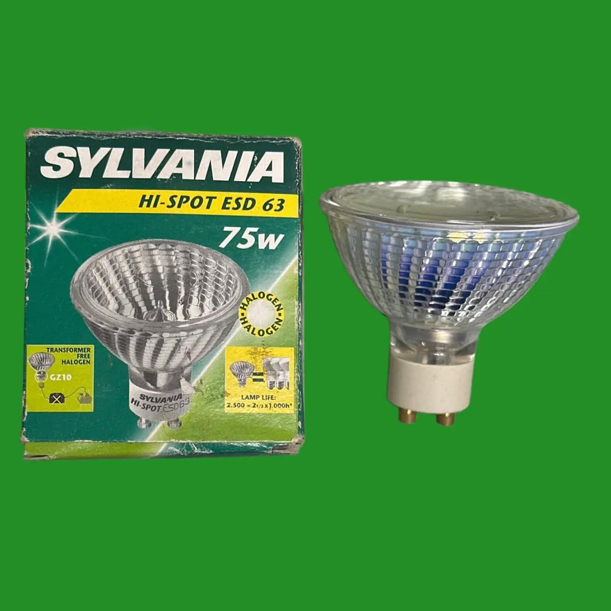 75W GZ10 SYLVANIA Dimmable Halogen Light Bulb Lamp HI-Spot ESD63 50° 22291 - image 2 | Free standard UK delivery included | Discount Quality Products