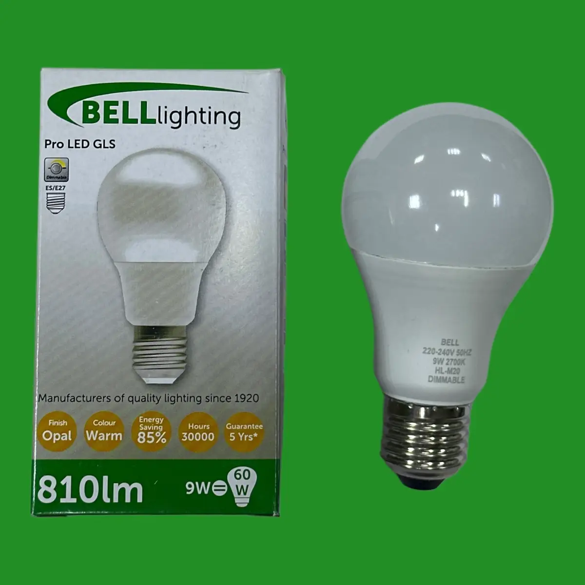 2x 9W (=60W) BELL Pro Dimmable GLS LED Light Bulb 2700K ES E27 Edison Screw Lamp