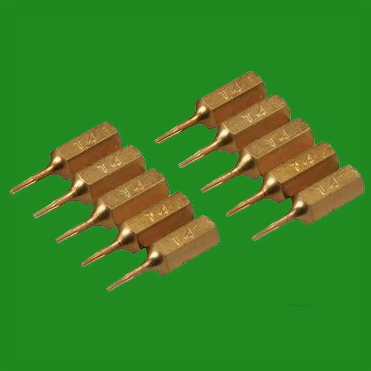 10x T4 25mm Gold Screwdriver Bits Titanium Coated 1/4″ Torx Drive S2 Steel