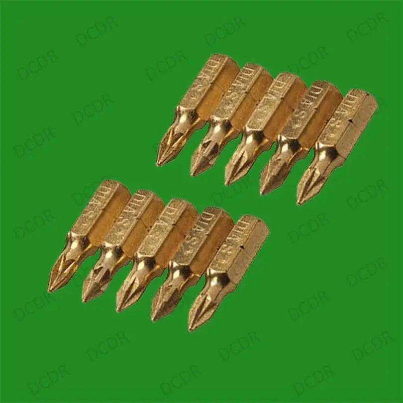 10x PZD Pozidriv No. 1x25mm Screwdriver Bits, Diamond Coated, 1/4″ Hex, S2 Steel