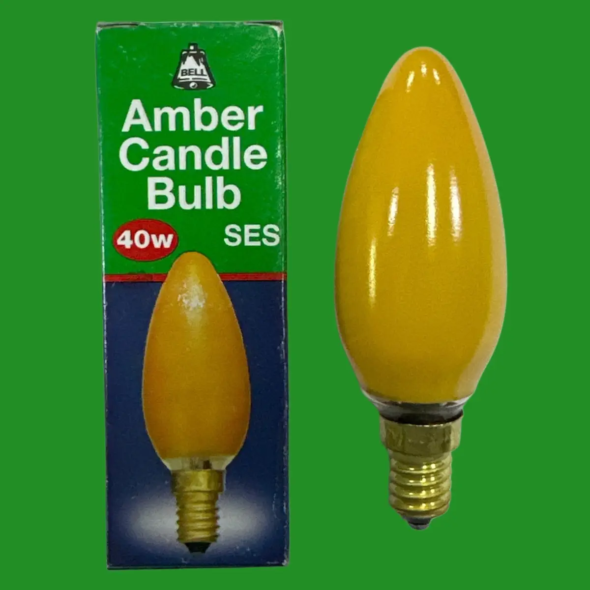 40W Bell Amber Coloured Dimmable Candle Incandescent Light Bulb SES E14 Lamp