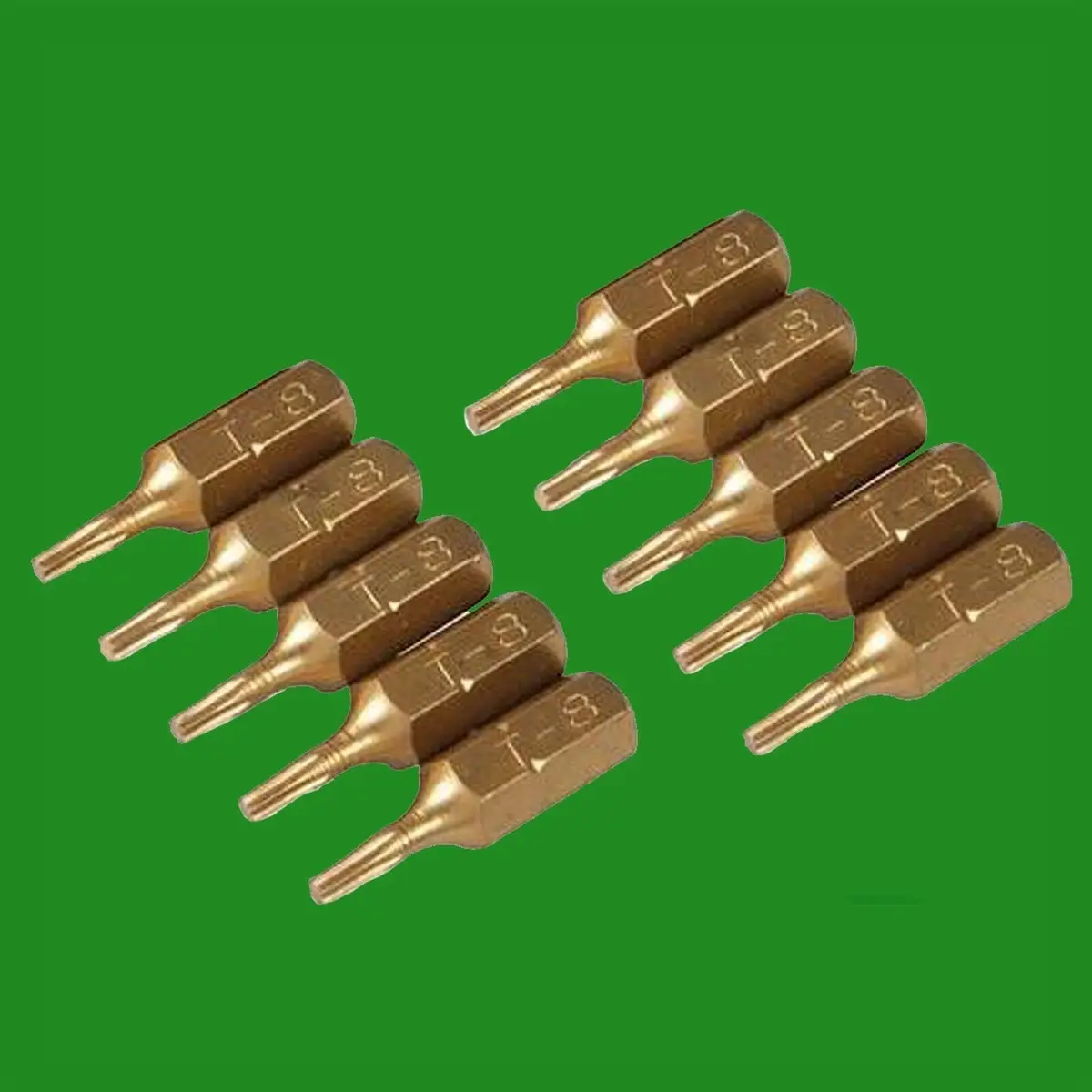 10x T8 25mm Gold Screwdriver Bits Titanium Coated 1/4″ Torx Drive S2 Steel