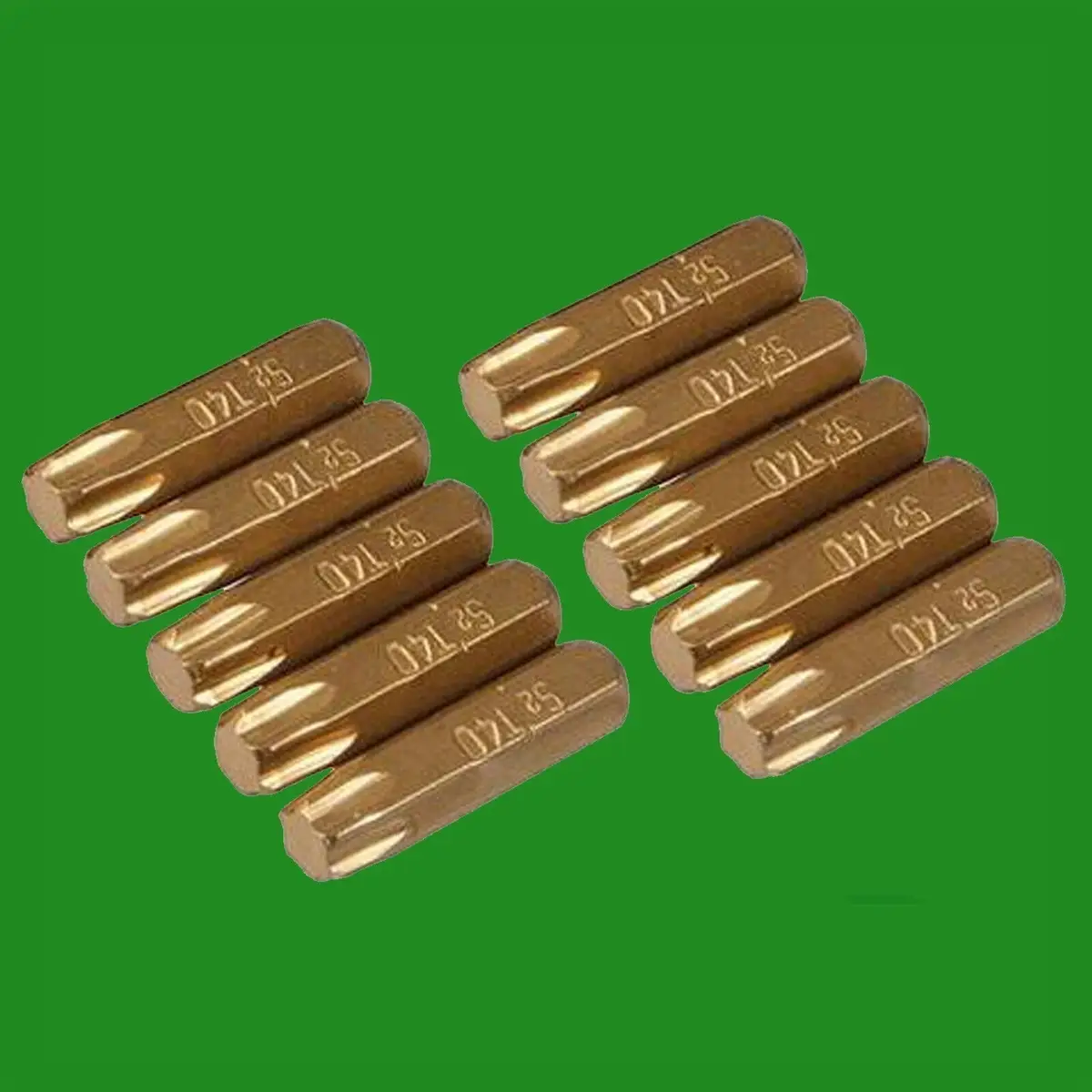 10x T40 25mm Gold Screwdriver Bits Titanium Coated 1/4″ Torx Drive S2 Steel