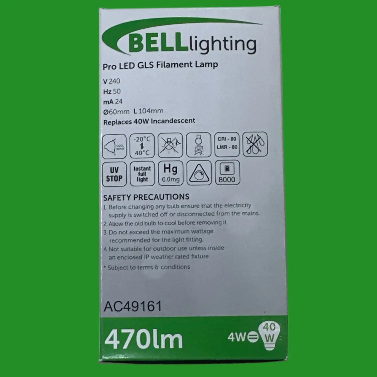 4W (=40W) BELL Dimmable Pro LED Filament GLS Pearl Light Bulb 2700K ES E27 Screw - image 3 | Free standard UK delivery included | Discount Quality Products