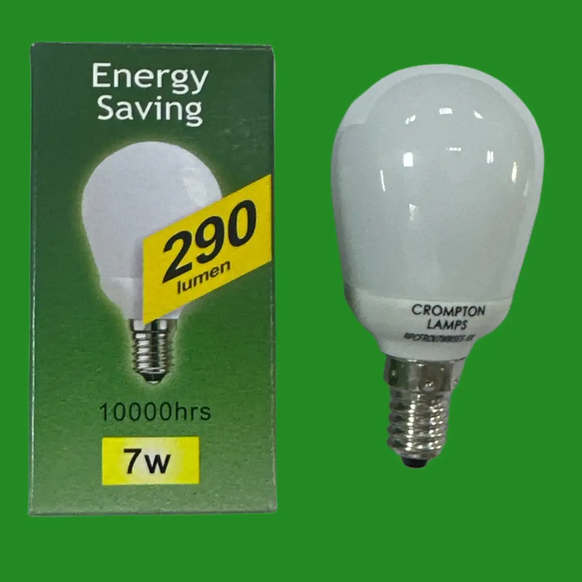 1x 7W (=30W) Crompton Round Golf CFL Light Bulb Low Energy SES E14 Small Screw