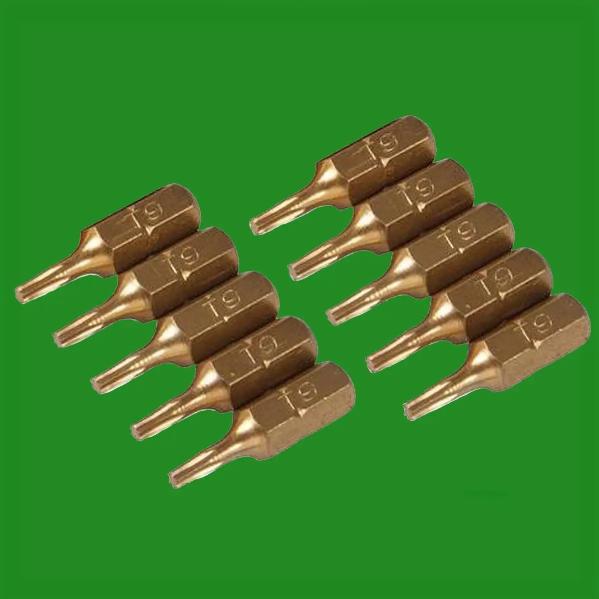10x T9 25mm Gold Screwdriver Bits Titanium Coated 1/4" Torx Drive S2 Steel