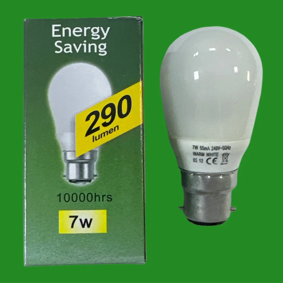 1x 7W (=30W) Crompton Round Golf CFL Light Bulb Low Energy BC B22 Bayonet Lamp