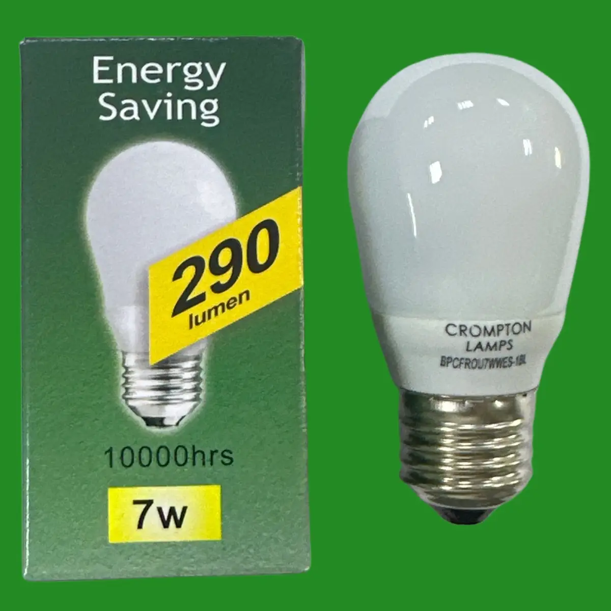 10x 7W (=30W) Crompton Round Golf CFL Light Bulb Low Energy ES E27 Edison Screw