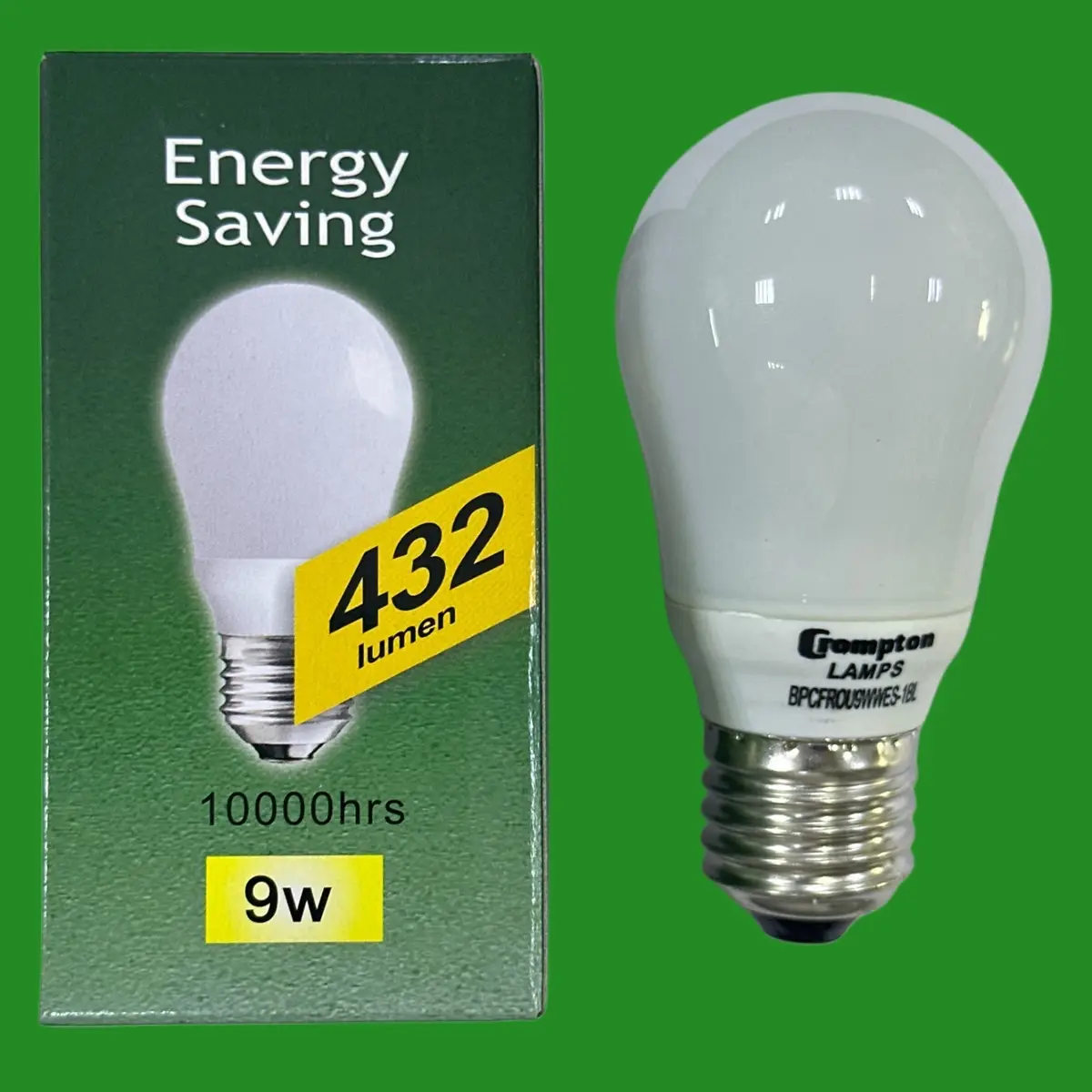 2x 9W (=40W) Crompton Round Globe CFL Light Bulb Low Energy ES E27 Edison Screw