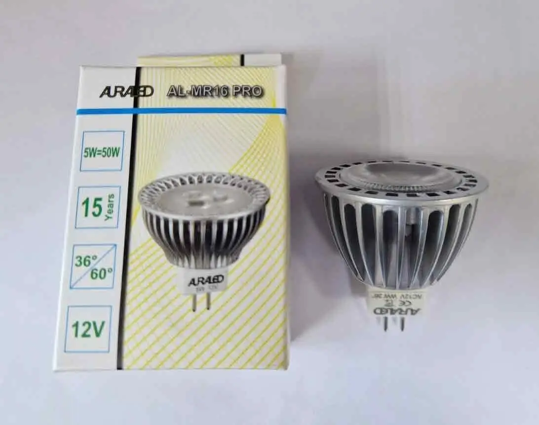 1x 5W (=50W) Auraled LED MR16 2-pin 12V, 2700K Warm White 320lm Spot Light Bulb