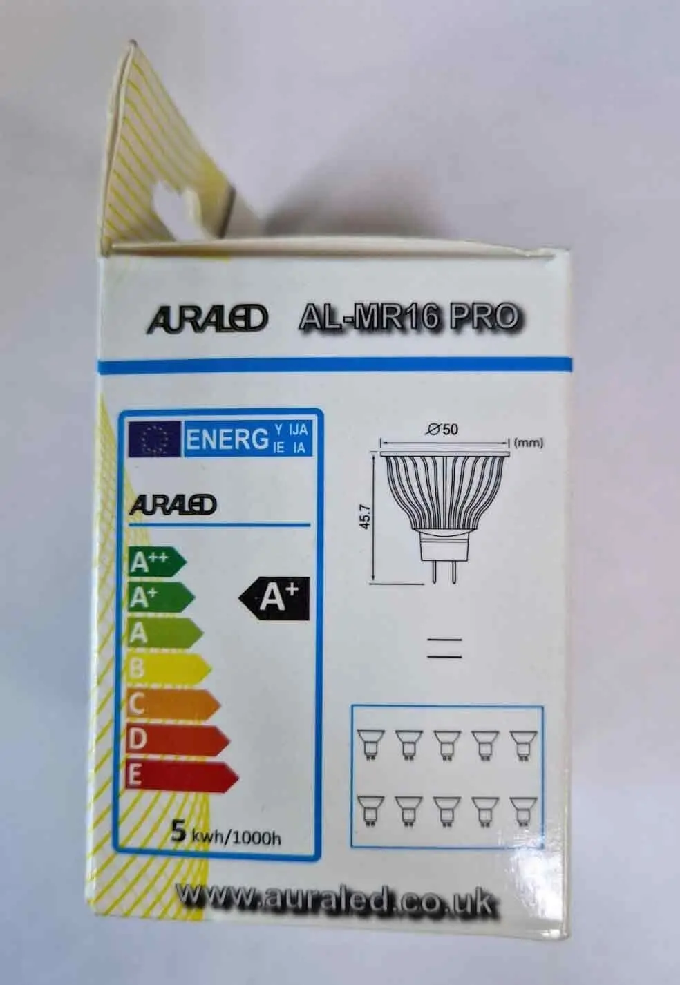 1x 5W (=50W) Auraled LED MR16 2-pin 12V, 2700K Warm White 320lm Spot Light Bulb - image 2 | Free standard UK delivery included | Discount Quality Products
