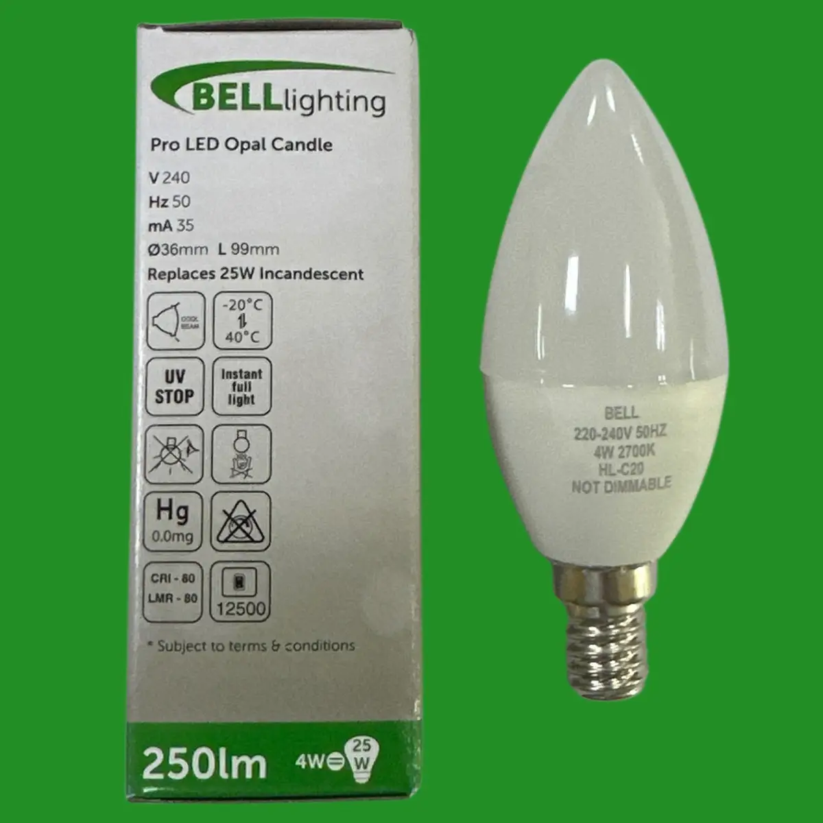 1x 4W (=25W) Bell Pro LED Opal Candle Light Bulb, Small Screw SES E14 2700K Lamp - image 2 | Free standard UK delivery included | Discount Quality Products