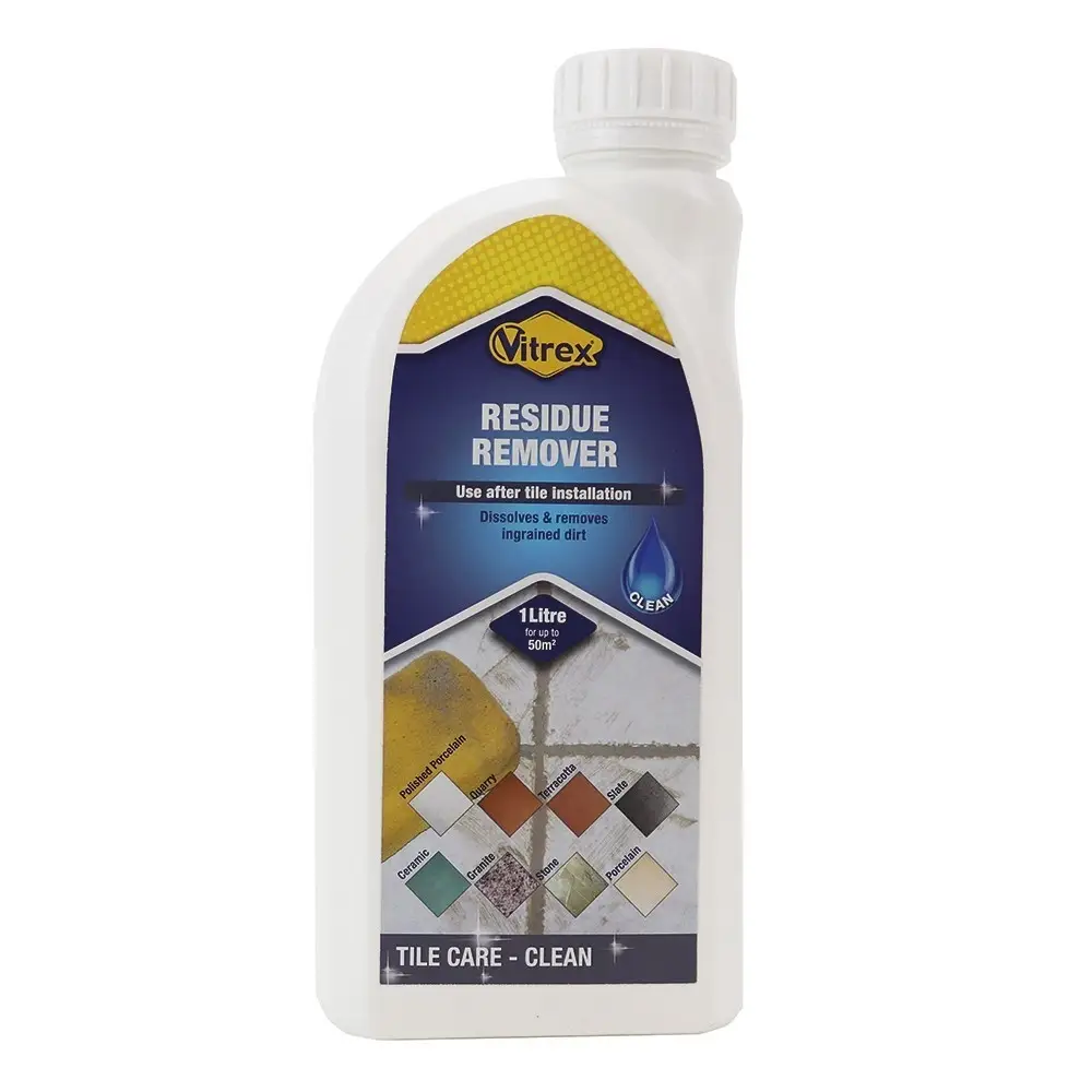 1L Vitrex Tile Residue Remover, Grout, Adhesive &amp; Cement Film Cleaner for Tiles