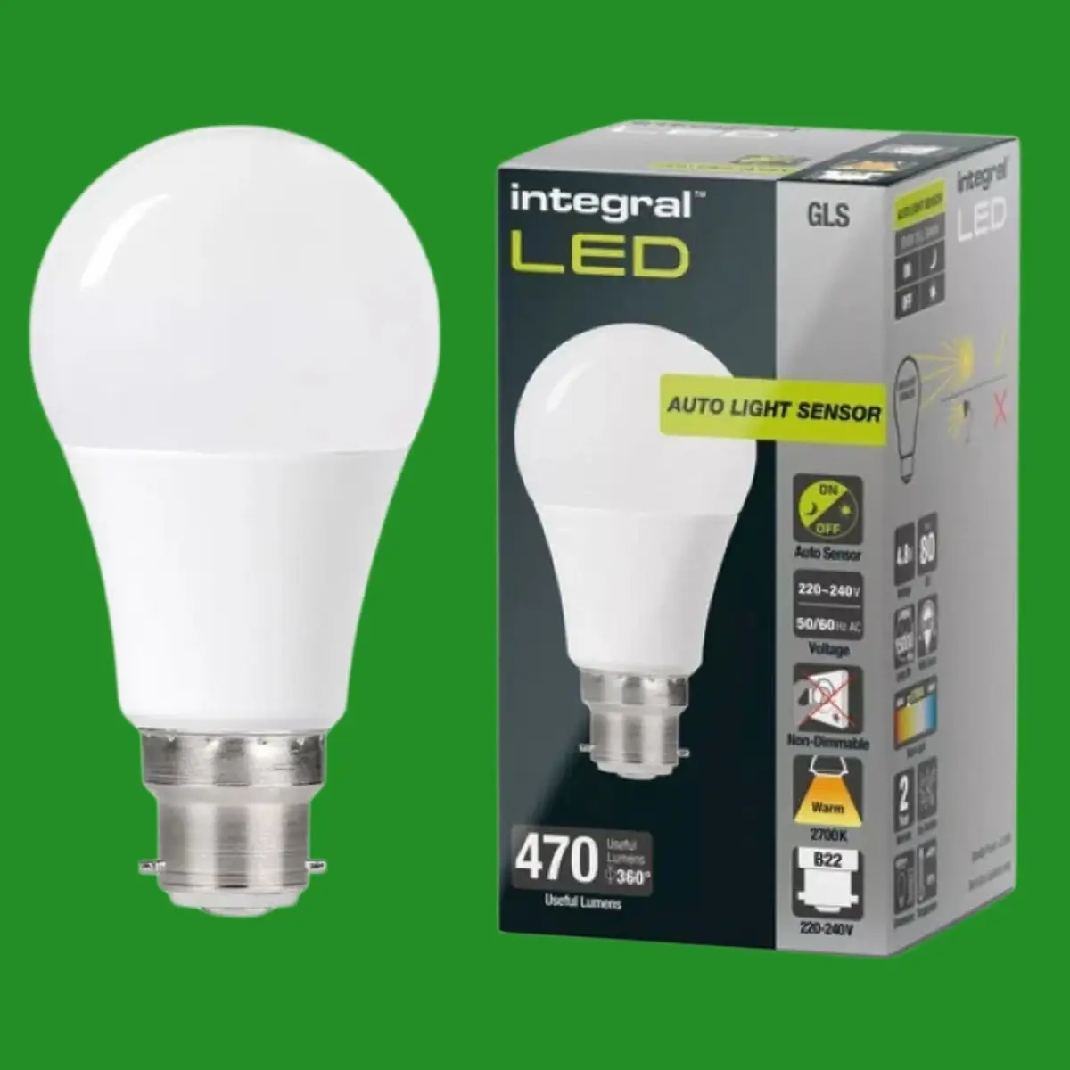 4.8W = 40W LED GLS Dusk Till Dawn Sensor Security Night Light Bulb BC B22 Lamp