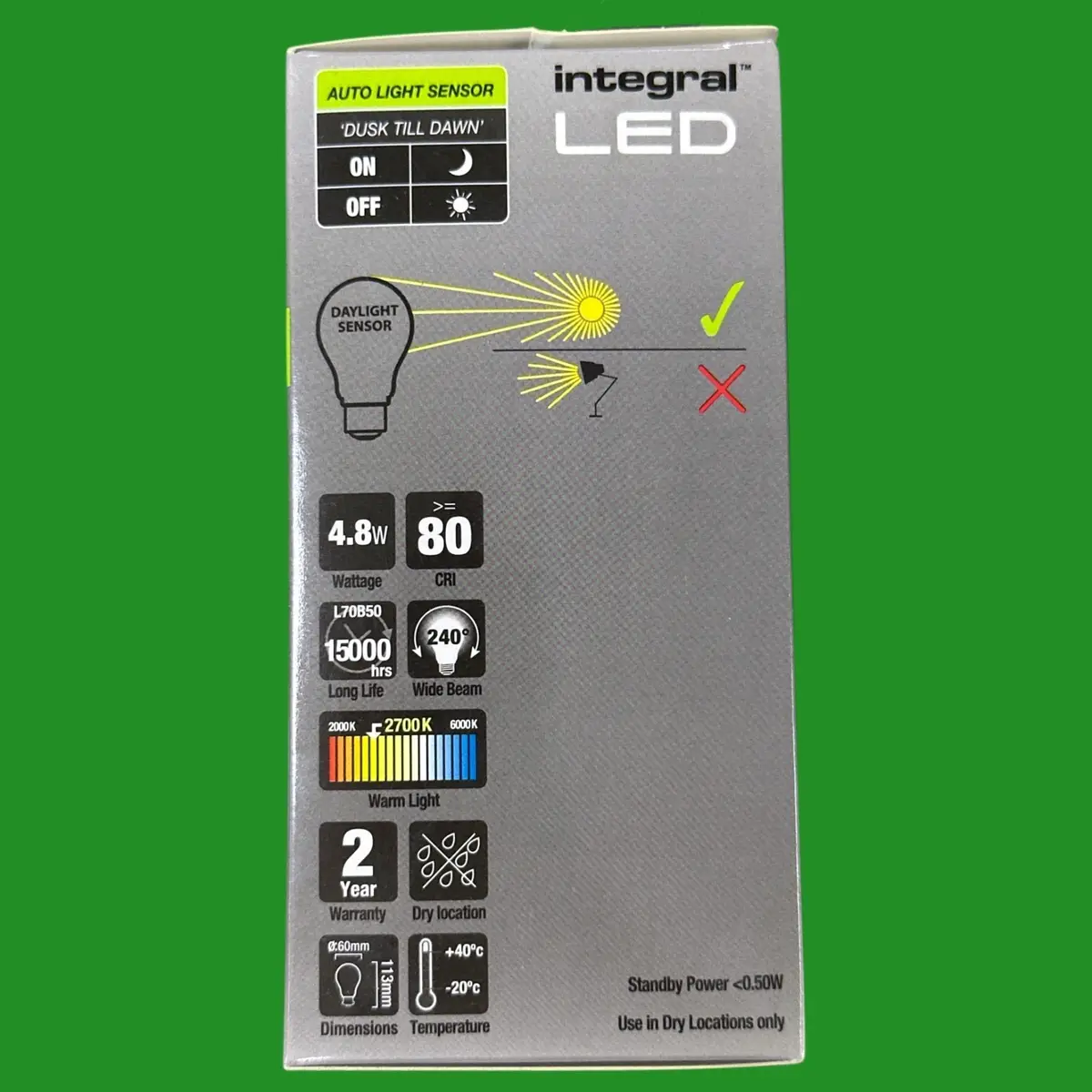 4.8W = 40W LED GLS Dusk Till Dawn Sensor Security Night Light Bulb BC B22 Lamp - image 3 | Free standard UK delivery included | Discount Quality Products