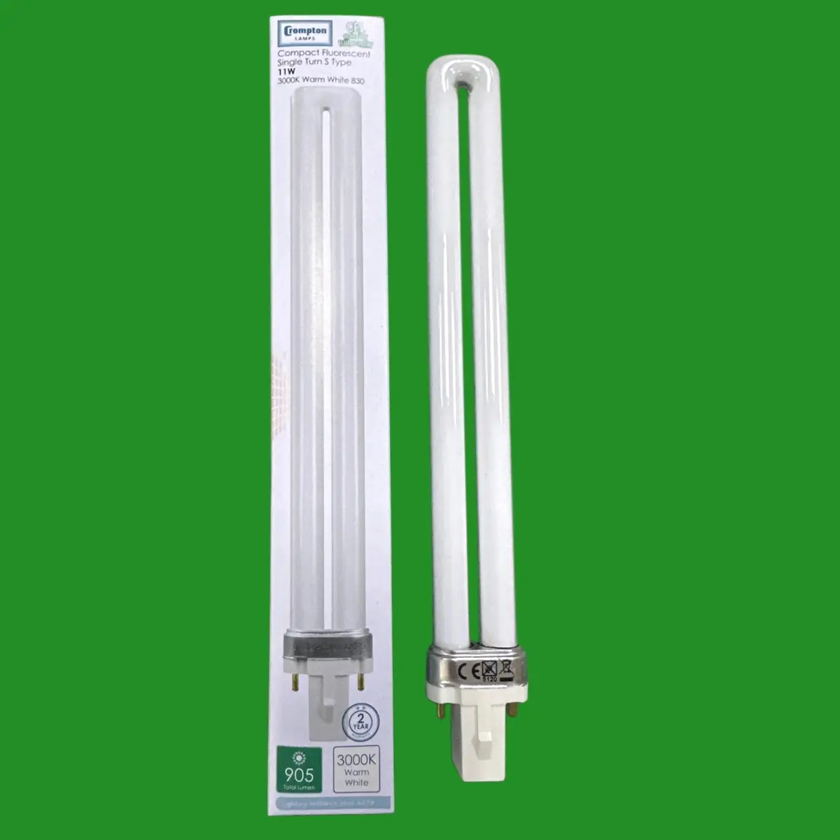 11W Crompton G23 2 pin Low Energy CFL PLS Stick Light Bulbs 3000K 830 Warm White
