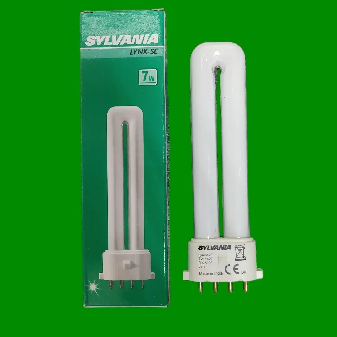 2x 7W Sylvania 2G7 4 Pin 2700K CFL Compact Fluorescent Warm White Light Bulb - image 2 | Free standard UK delivery included | Discount Quality Products
