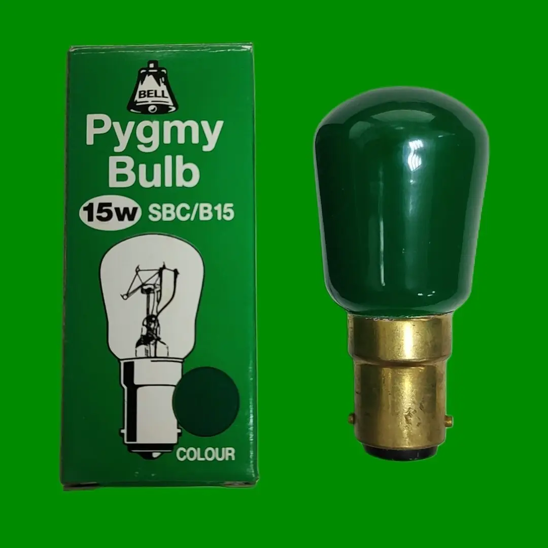 3x 15W Green BELL Coloured Pygmy Sign Display Lamp Small Bayonet Cap SBC B15