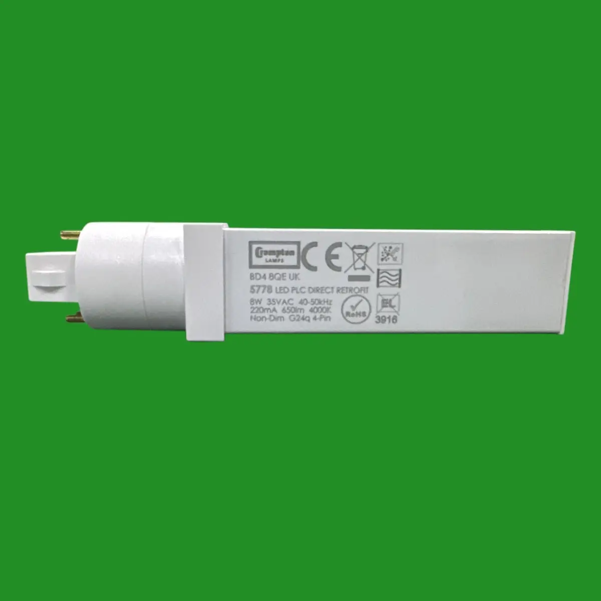 8W (=18W Direct Retrofit) Crompton LED G24q-2, 4 pin PLC Light Bulb 4000K 840 - image 5 | Free standard UK delivery included | Discount Quality Products