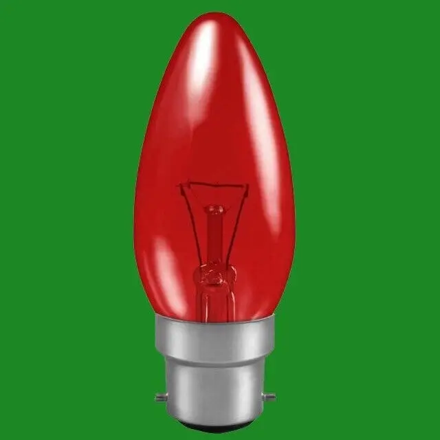 2x 40W Red Fireglow BC B22 Candle Light Bulb, Electric Fires, Brooders etc. - image 2 | Free standard UK delivery included | Discount Quality Products