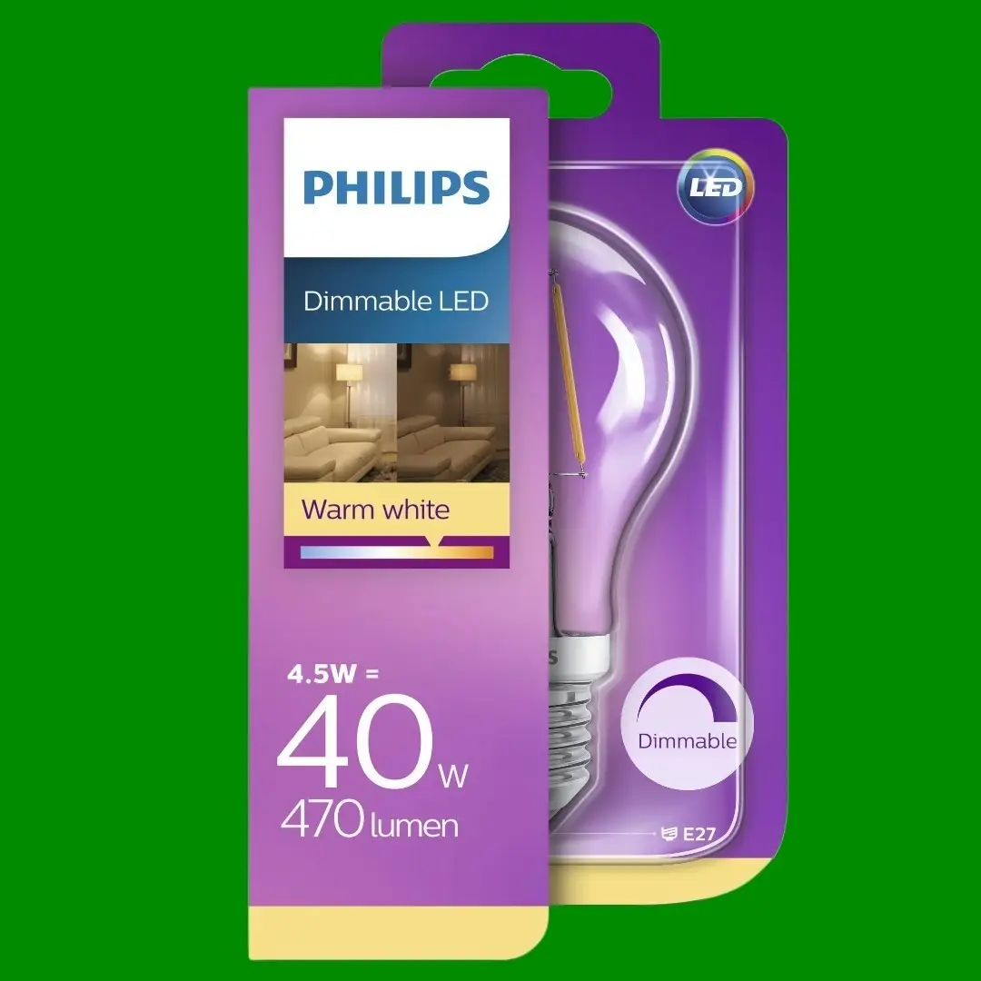 2x 4.5W (=40W) Philips Dimmable LED Filament GLS A60 Light Bulb ES E27 Screw - image 2 | Free standard UK delivery included | Discount Quality Products