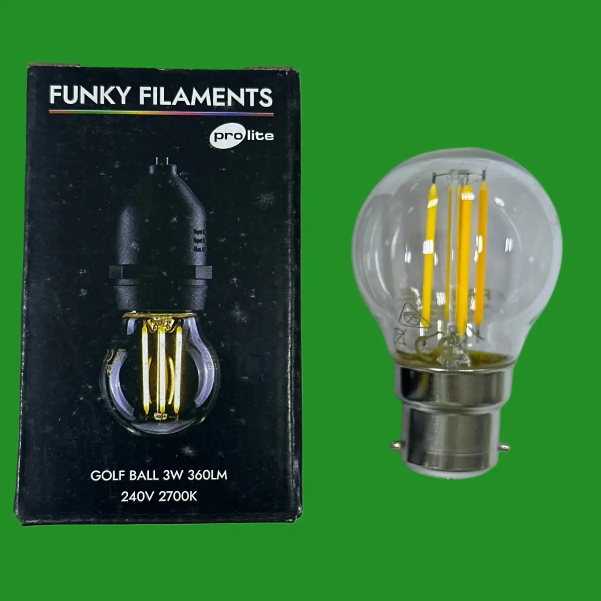 4x 3W Prolite Clear G45 Golf Round LED Filament Light Bulbs BC B22 Bayonet 2700K