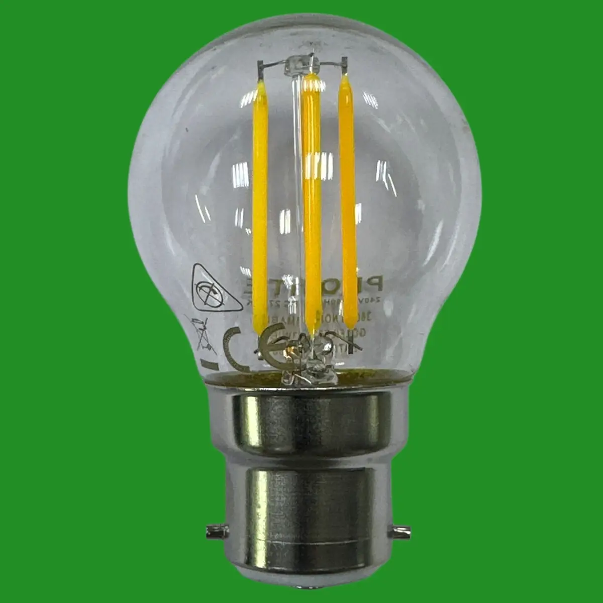 4x 3W Prolite Clear G45 Golf Round LED Filament Light Bulbs BC B22 Bayonet 2700K - image 2 | Free standard UK delivery included | Discount Quality Products