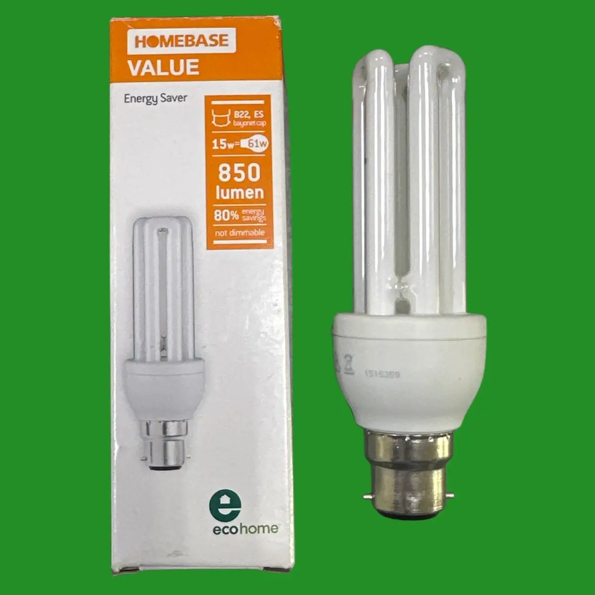 15W (=61W) Homebase Low Energy Power Saving CFL Stick Light Bulbs BC B22 Lamps