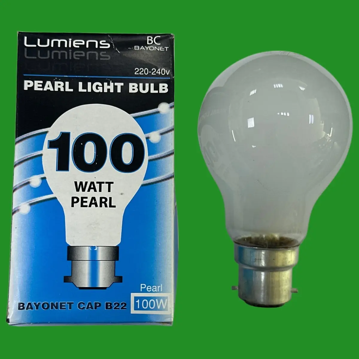 3x 100W Lumiens GLS Light Bulbs Incandescent Dimmable Standard Pearl BC B22 A60