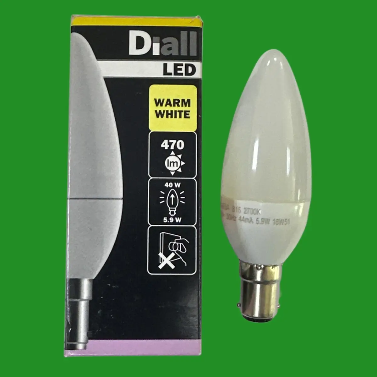 5.9W (=40W) Diall Opal LED Candle Light Bulb 2700K SBC B15 Small Bayonet Lamp