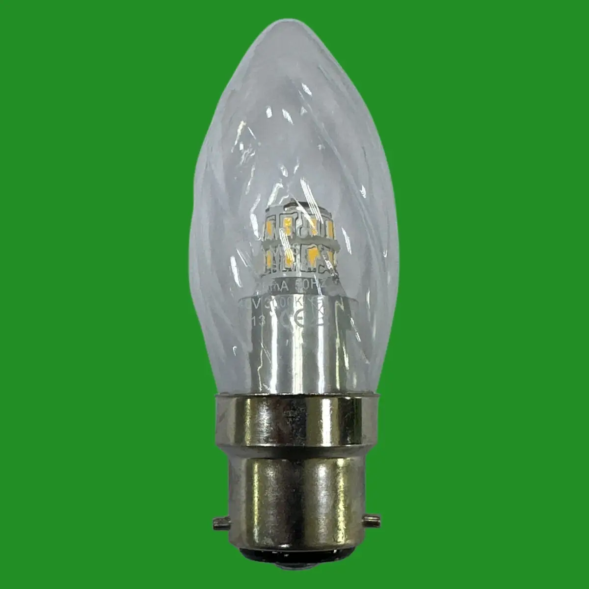 2x 3W Crompton Manor LED Twisted Clear Candle Light Bulbs Bayonet BC B22 3000K - image 2 | Free standard UK delivery included | Discount Quality Products