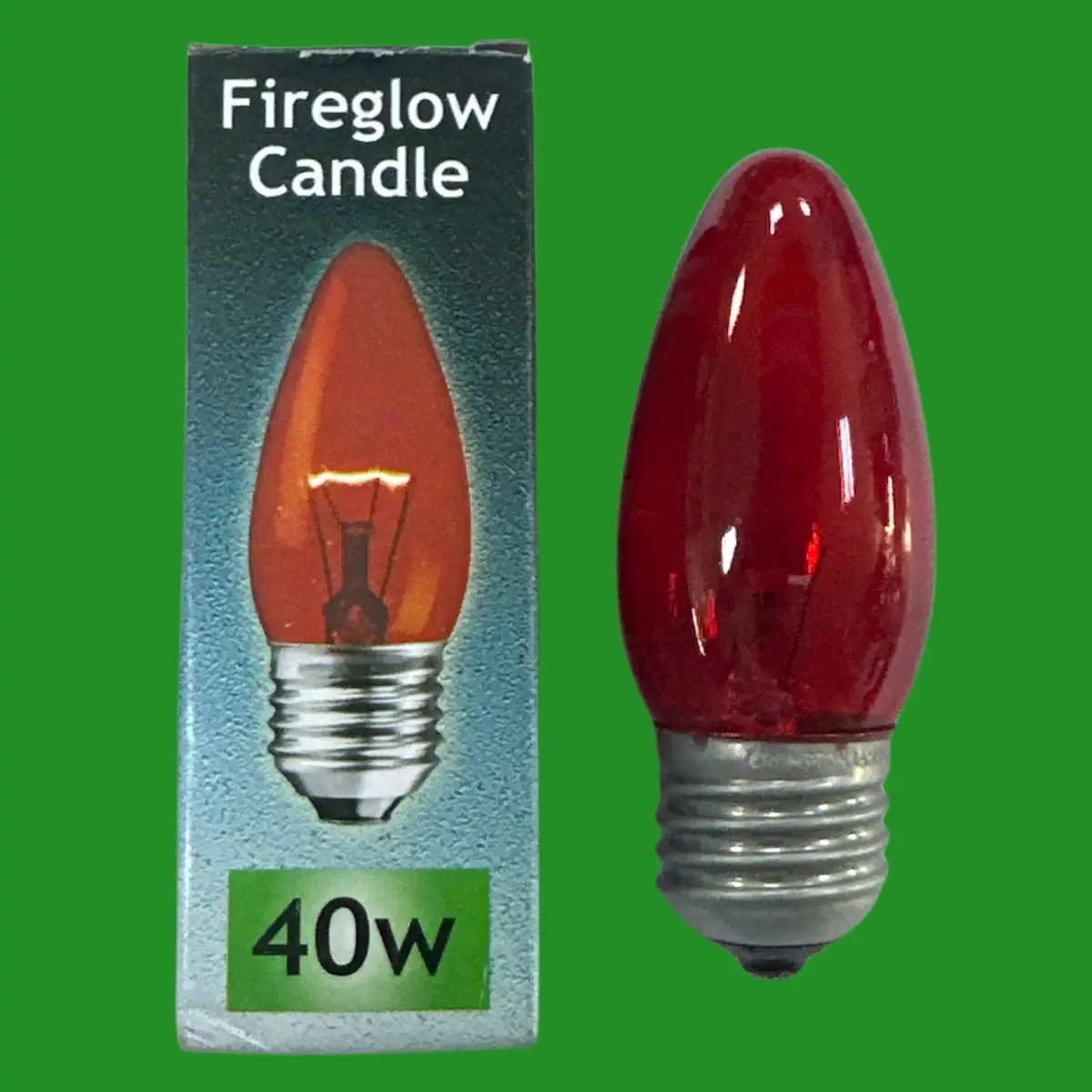 2x 40W Crompton Red Fireglow Candle Light Bulbs, ES E27 Electric Fires Brooders