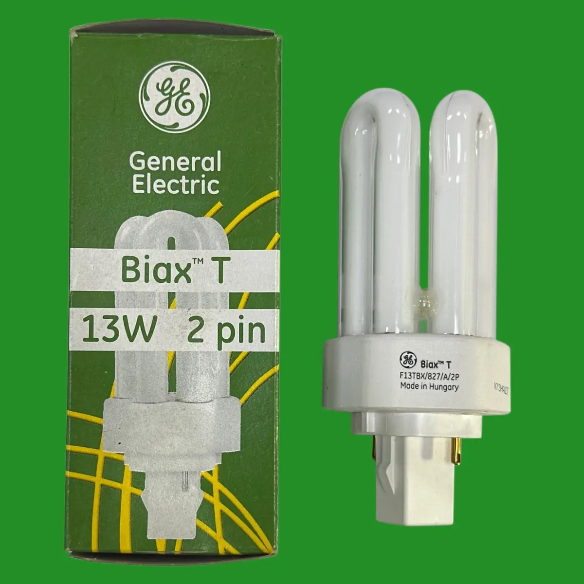 2x 13W GE GX24D-1 2 Pin CFL PL Biax T Light Bulb 827 2700K Warm White Lamp
