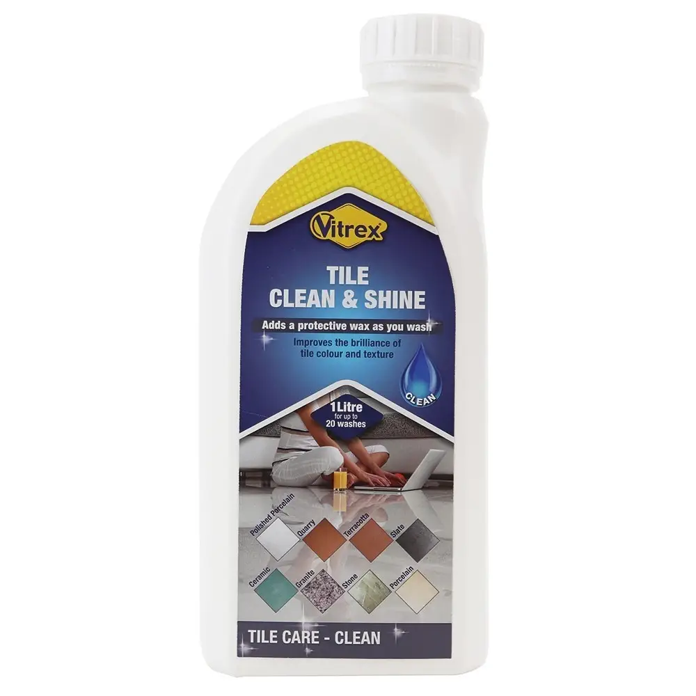 1x 1L Vitrex Tile Clean &amp; Shine, Polish, Wax Protection, Improve Colour, Texture