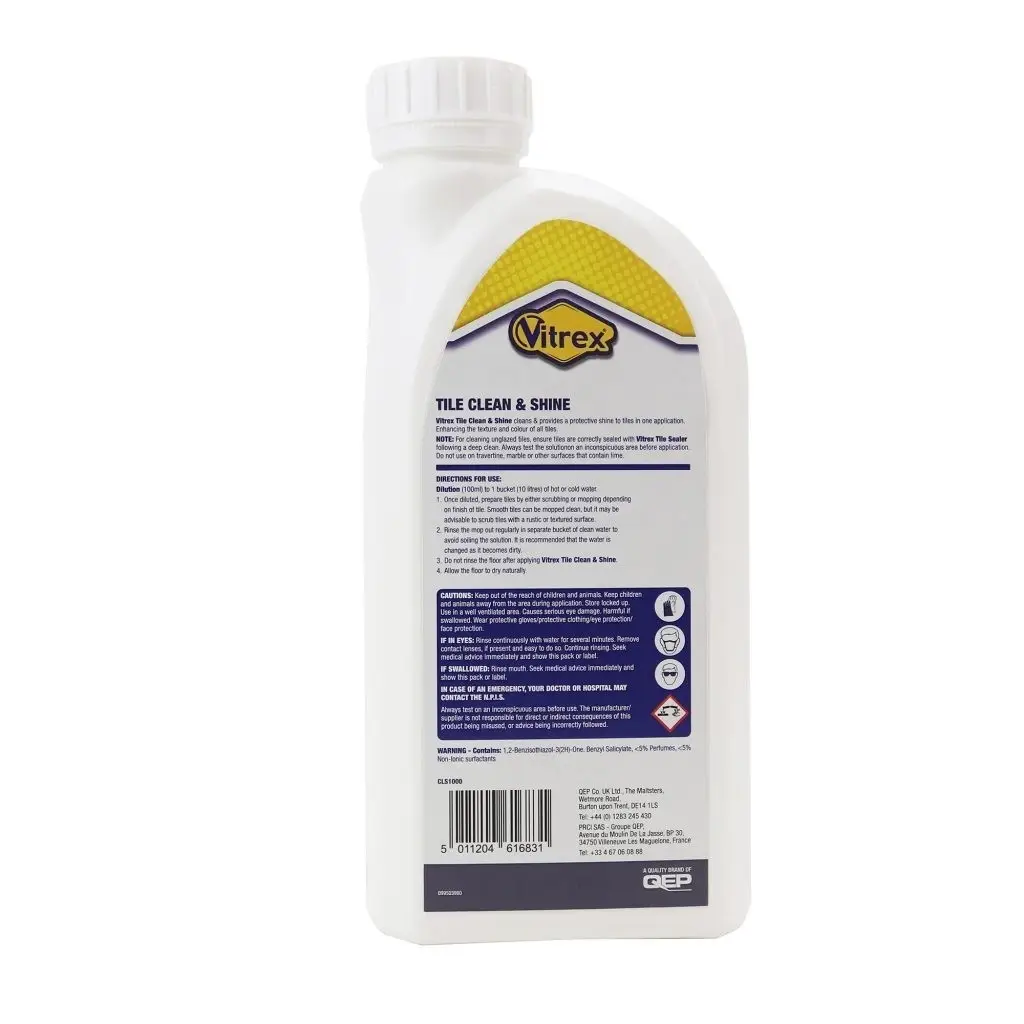 1x 1L Vitrex Tile Clean & Shine, Polish, Wax Protection, Improve Colour, Texture - image 4 | Free standard UK delivery included | Discount Quality Products