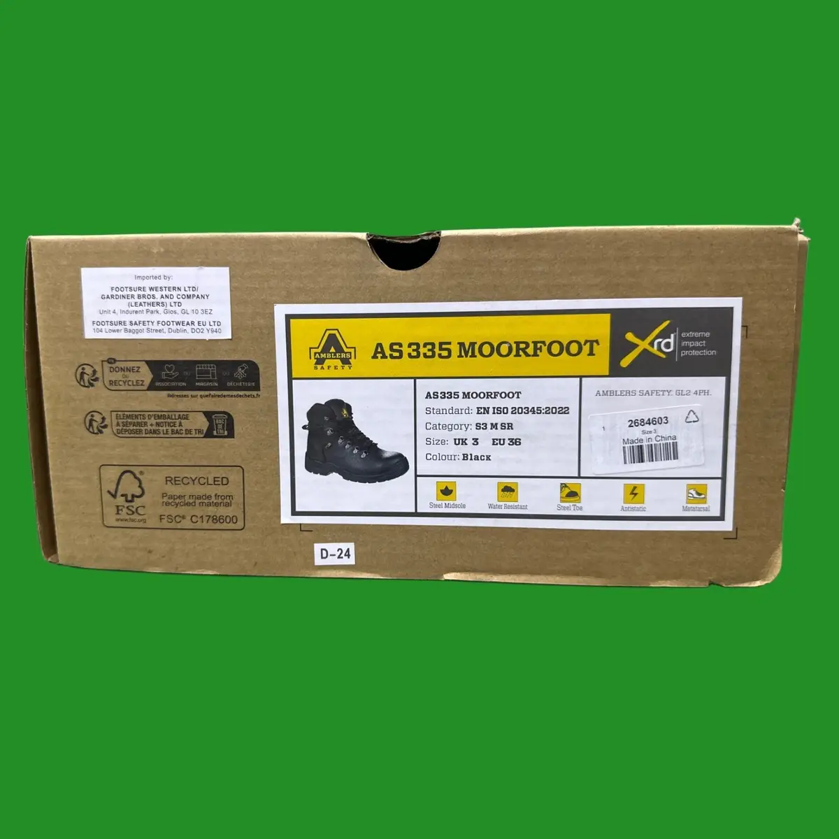 Amblers S3 SRC Black Steel Toe Cap Safety Work Shoe Boots UK 3 AS 335 Moorfoot - image 3 | Free standard UK delivery included | Discount Quality Products