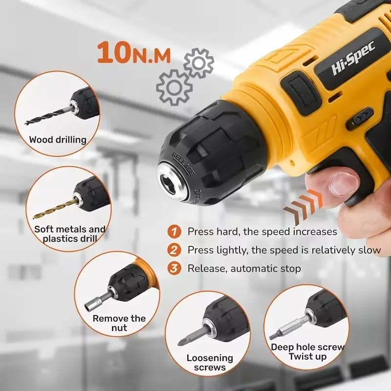 DIY Hi-Spec 133pc 8V Cordless Tool Kit USB Screwdriver Hammer Wrench Home Garage - image 3 | Free standard UK delivery included | Discount Quality Products