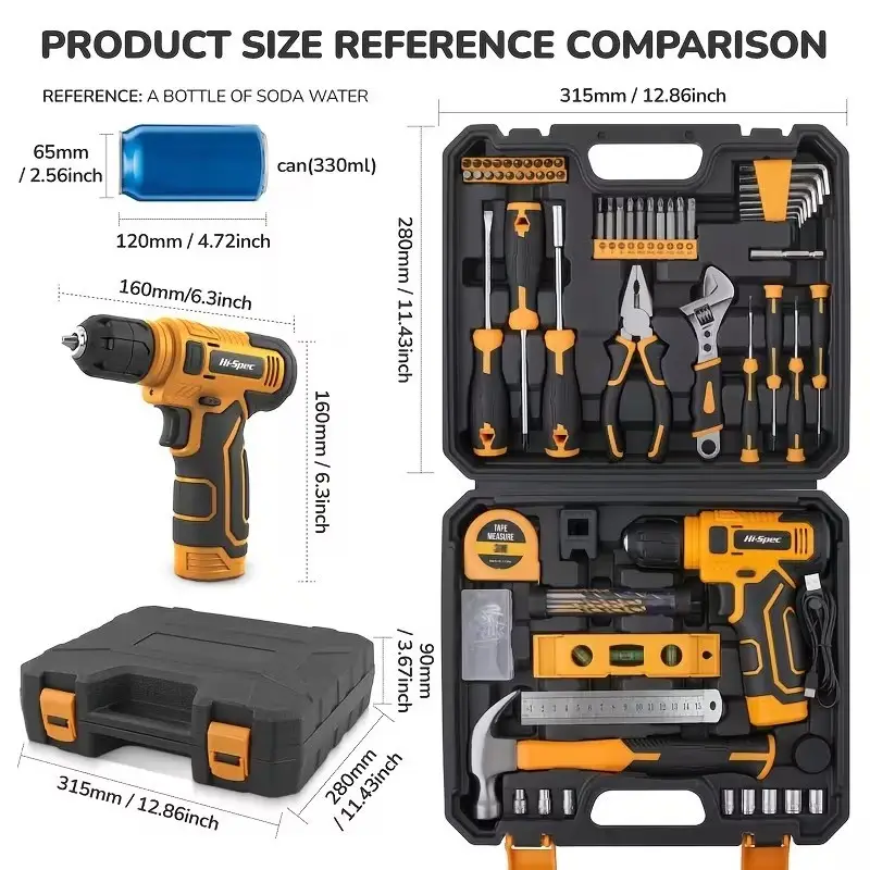 DIY Hi-Spec 133pc 8V Cordless Tool Kit USB Screwdriver Hammer Wrench Home Garage - image 4 | Free standard UK delivery included | Discount Quality Products
