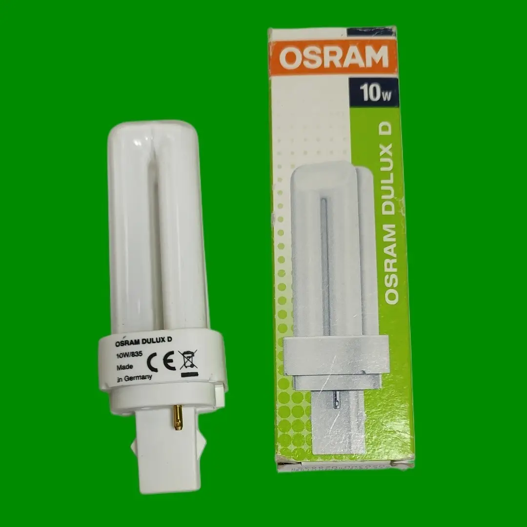 1x 10W Osram G24d-1 2 pin CFL Light Bulb PL BLD Low Energy Double Turn 835 3500K