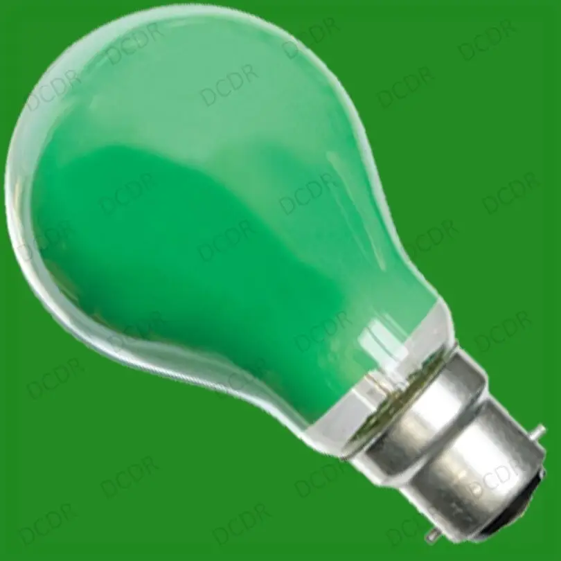 2x 15W Green Incandescent Coloured Dimmable GLS Light Bulb Lamp Bayonet BC B22