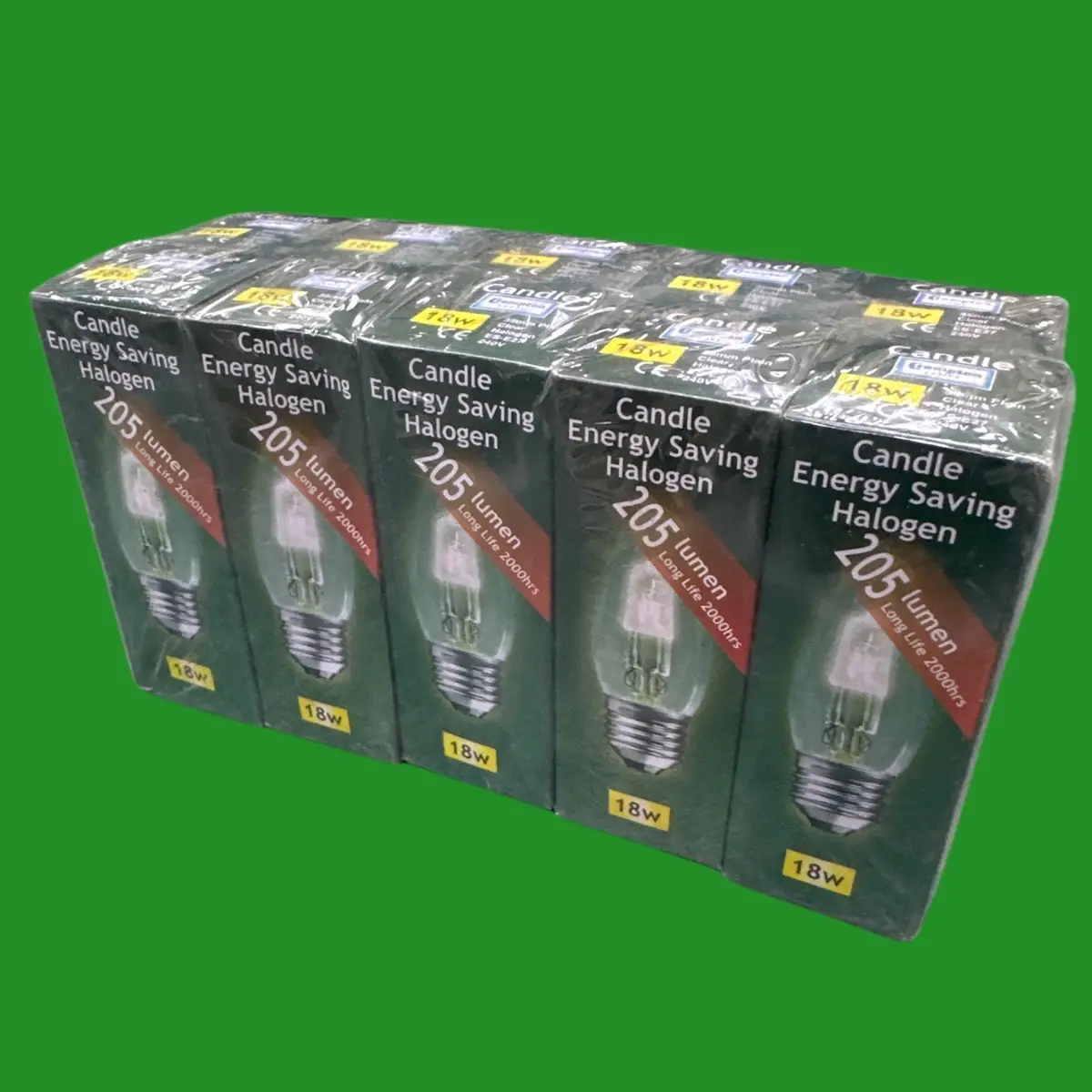 10x 18W (=24W) Crompton Dimmable Halogen Clear Candle Light Bulbs ES E27 Screw